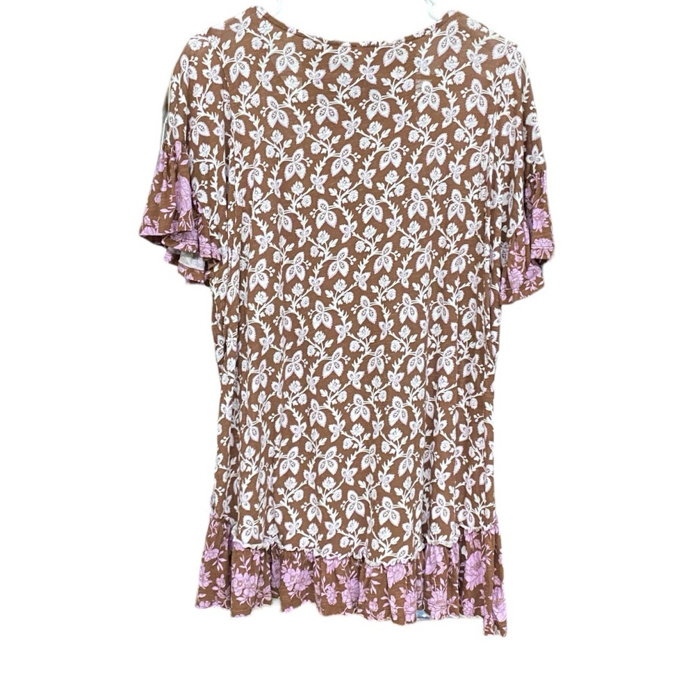 Cato Women's Floral Print Ruffle Hem Top - Picture 5 of 5